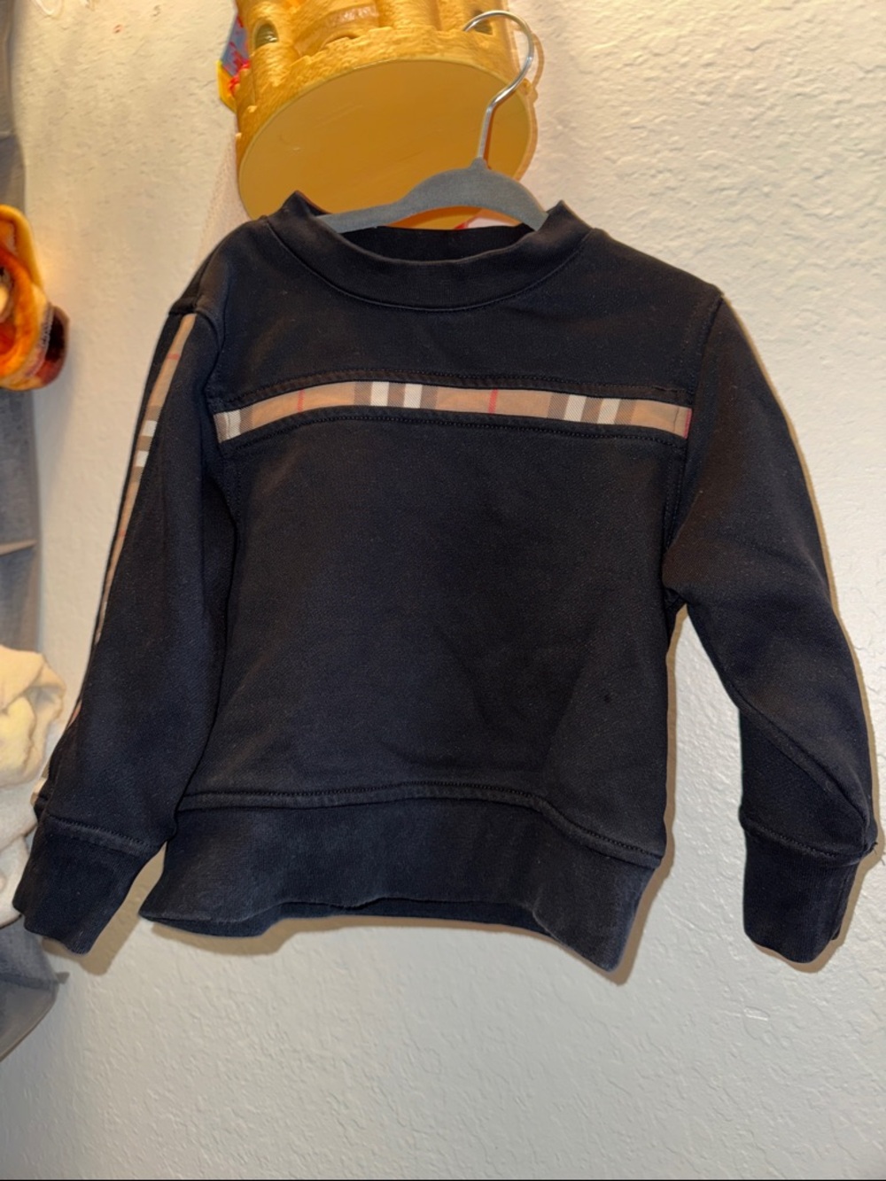Burberry Black Kids Sweatshirt with Signature Check Trim